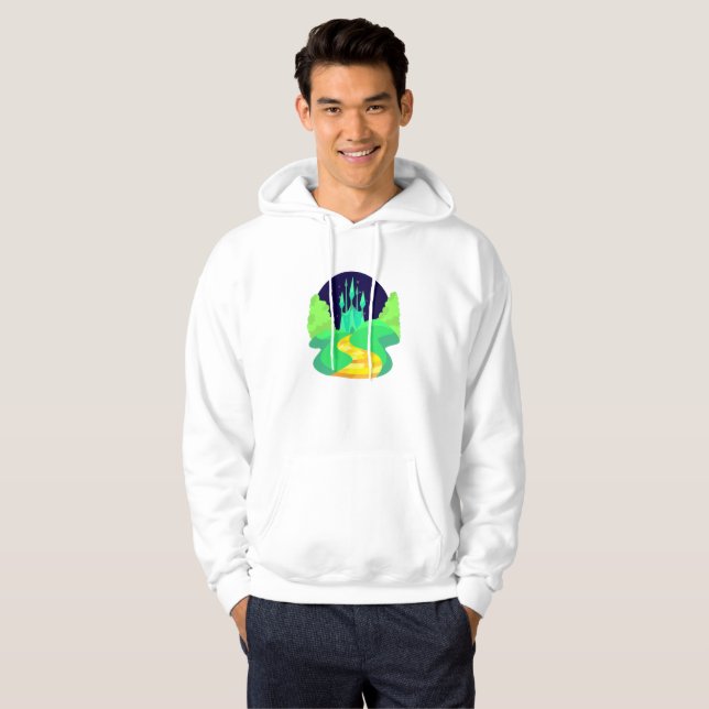 Gelbe Ziegelstraße als Kapuzenpullover Hoodie (Vorne ganz)