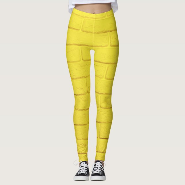 gelbe Ziegelwand Leggings (Vorderseite)