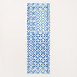 Gelbe Zitrone Blaue Fliese  Yogamatte