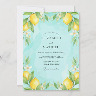 Gelbe Zitrone Florale Brise Hochzeit Einladung