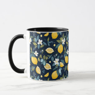 Gelbe Zitrone im blauen Hintergrund Tasse
