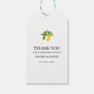 Gelbe Zitrone Moderne Gastgeschenk Hochzeit oder Geschenkanhänger