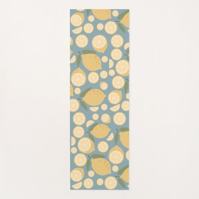 Gelbe Zitrone Nahtloses Muster Yogamatte (Vorderseite)