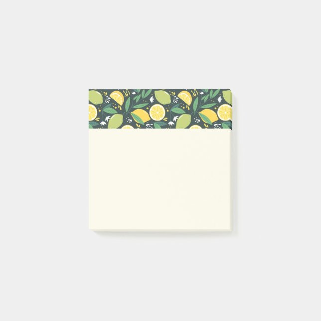 Gelbe Zitrone und Limones Fruchtmuster Post-it Klebezettel (Vorderseite)
