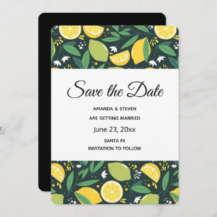 Gelbe Zitrone und Limones Fruchtmuster Save The Date