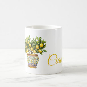 Gelbe Zitronen Baum Italienische Vase Ciao (hallo) Kaffeetasse