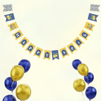 Gelbe Zitronen Blaue Italienische Amalfi 50. Gebur Wimpelkette