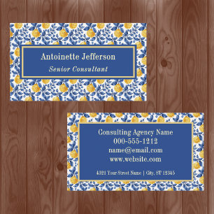 Gelbe Zitronen Blaue Mittelmeer- Amalfi Elegant Visitenkarte