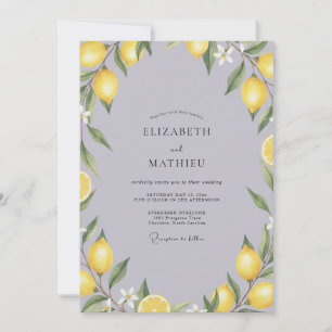 Gelbe Zitronen-Eukalyptus-Hochzeit Einladung