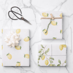 Gelbe Zitronen Frucht Brautparty Geschenkpapier Set