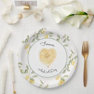 Gelbe Zitronen Frucht Hochzeit Pappteller