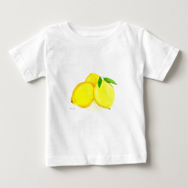 Gelbe Zitronen Früchte Aquarell Citrus Moderne Baby T-shirt (Vorderseite)