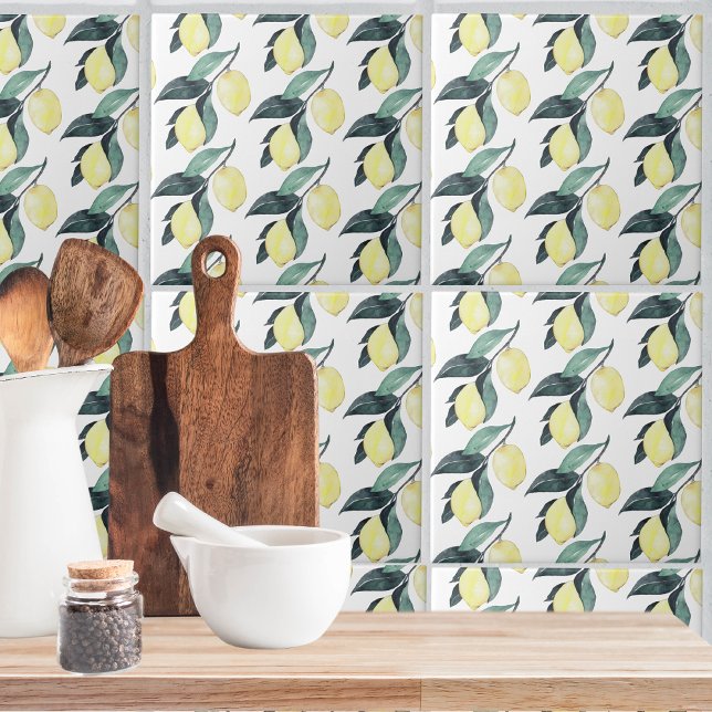 Gelbe Zitronen in Aquarellfarben Nahtloses Muster Fliese (Von Creator hochgeladen)