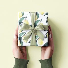 Gelbe Zitronen in Aquarellfarben Nahtloses Muster Geschenkpapier