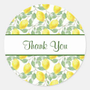 Gelbe Zitronen mit grünen Blätter Muster Vielen Da Runder Aufkleber
