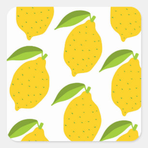 Gelbe Zitronen, nahtlos künstlerisches Muster. Quadratischer Aufkleber