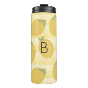 Gelbe Zitronen Sommer Frucht Aquarell Spaß Hell Thermosbecher