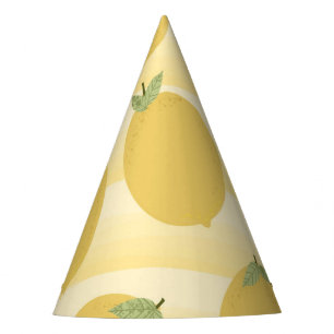 Gelbe Zitronen Sommer Frucht Aquarell Streifen Par Partyhütchen