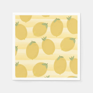 Gelbe Zitronen Sommer Frucht Aquarell Streifen Par Serviette