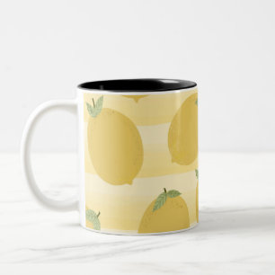 Gelbe Zitronen Sommer Frucht Wasserfarbe Hell Cute Zweifarbige Tasse