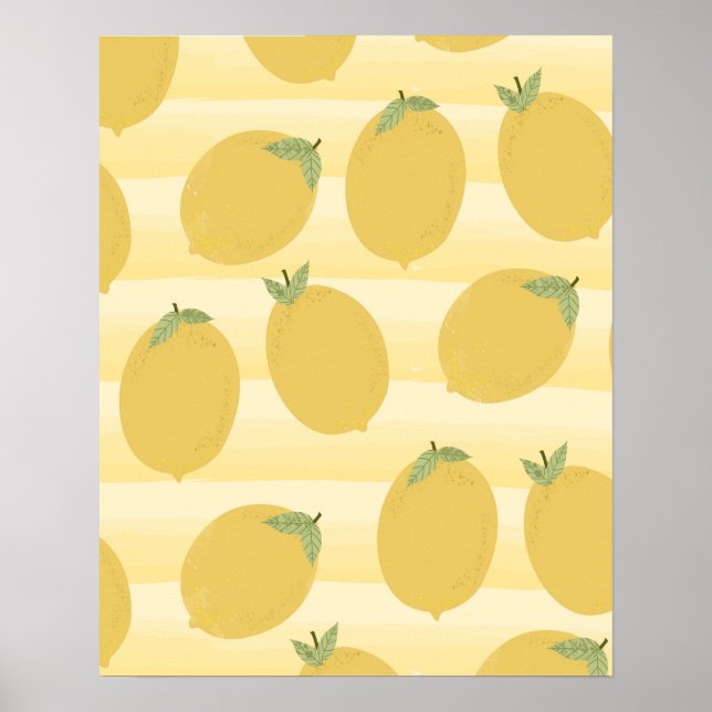 Gelbe Zitronen Sommerfrucht hell Whimsical Rustika Poster (Vorne)
