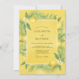 Gelbe Zitronen-Tropen-Eukalyptus-Hochzeit Einladung