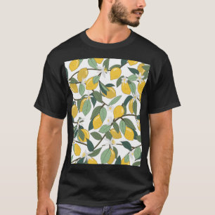 Gelbe Zitronen, tropischer nahtloser Druck. T-Shirt