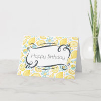 Gelbe Zitronen-u. blaue Blumen-alles Gute zum