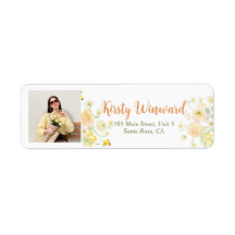Gelbe Zitronen und Blumen Grad Labels Floral