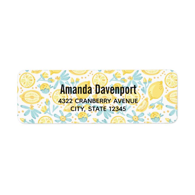 Gelbe Zitronen und Blumen Illustriertes Muster L (Vorne)