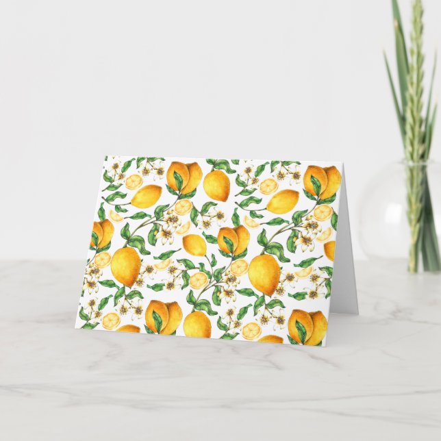Gelbe Zitronen und Zitronenbäume Schöne Blume Karte (Vorderseite)