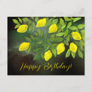 Gelbe Zitronen und Zweige Postkarte