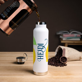 Gelbe Zitronen Wasser Flasche Personalisiert