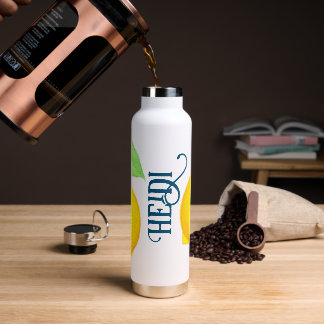 Gelbe Zitronen Wasser Flasche Personalisiert