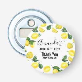 Gelbe Zitronen Wasserfarben Fruchtmuster Geburtsta Flaschenöffner