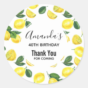 Gelbe Zitronen Wasserfarbenes Fruchtmuster Party Runder Aufkleber