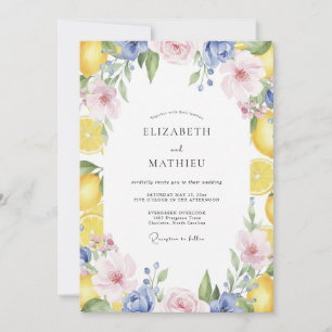 Gelbe Zitronenblüten-Hochzeit Einladung