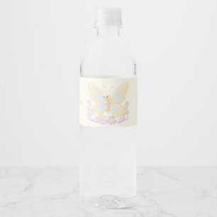 Gelbe Zitronencreme-Schmetterling-Baby-Shower-Wass Wasserflaschenetikett