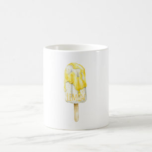 Gelbe Zitroneneis am Stiel Kaffeetasse