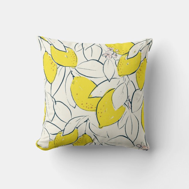 Gelbe Zitronenfrüchte handgezeichnete Abbildung  Kissen (Vorderseite)