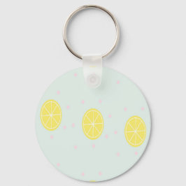 Gelbe Zitronenscheiben auf blau Schlüsselanhänger