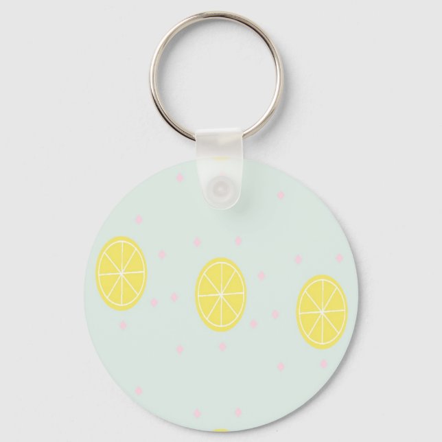 Gelbe Zitronenscheiben auf blau Schlüsselanhänger (Vorderseite)