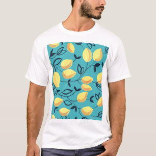 Gelbe Zitronenspinnmuster auf Türkis. T-Shirt
