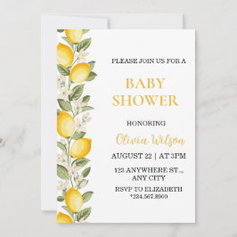 Gelbe Zitrus-Limonen-Baby-Shower-Geschlechts-Einla Einladung