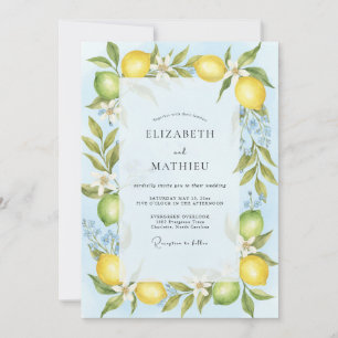 Gelbe Zitrus-Weichte Eukalyptus-Hochzeit Einladung