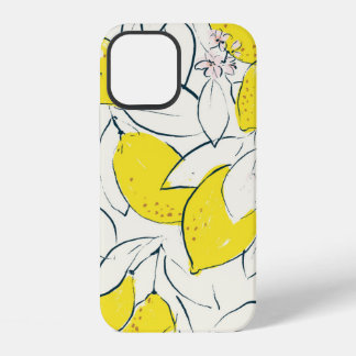 Gelbe Zitrusfrucht Zitrone handgezeichnete Illustr iPhone 12 Hülle