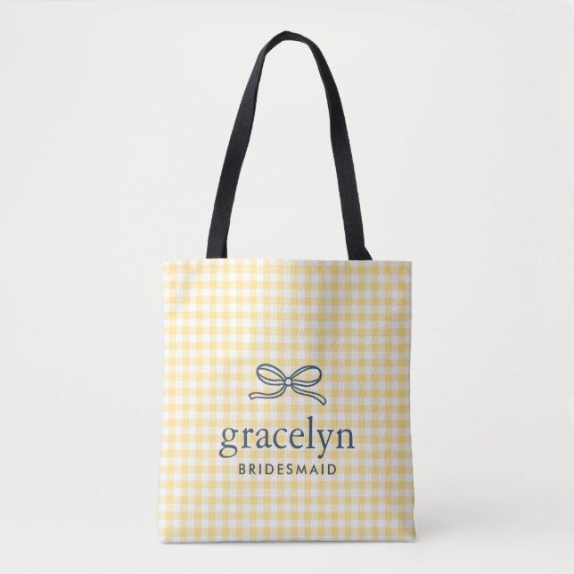 Gelben Gingham-Schleifen-Monogramm (Vorderseite)