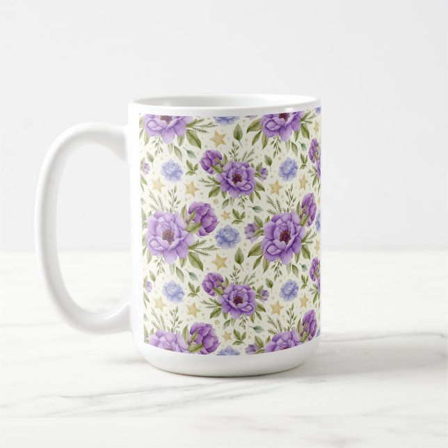 GELBEN MIT SCHATTEN LILA WASSERFARBENER BLUME KAFFEETASSE (Links)