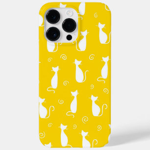 GELBEN MIT WEISSEN SITZENDEN KATZMUSTER Case-Mate iPhone 14 PRO MAX HÜLLE