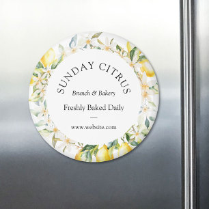 Gelben Zitronen und weißen Blumen Kranz aus Blumen Magnet